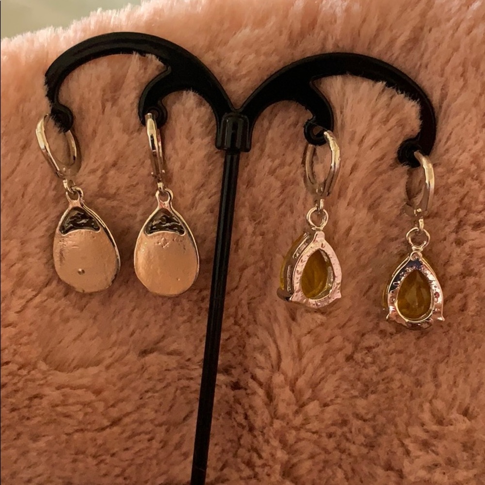 Dangly Earrings 2 pairs Yellow & Purple - Picture 7 of 9